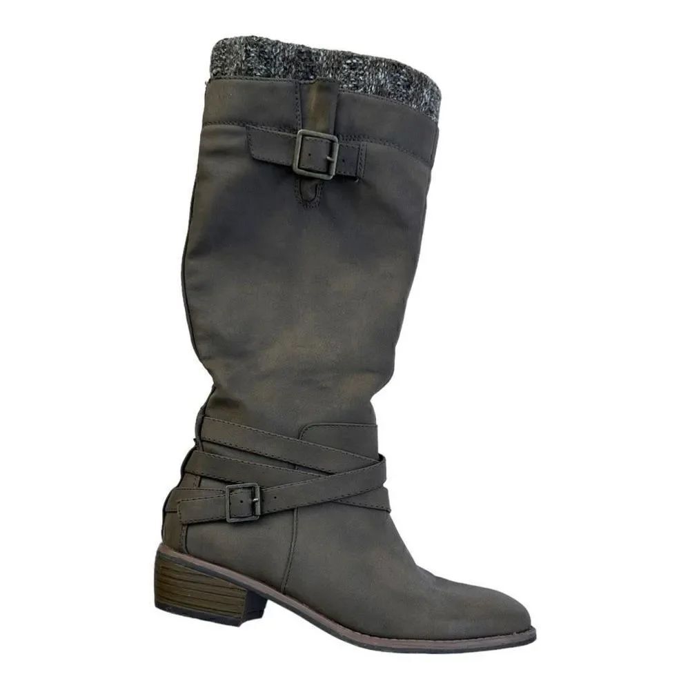 Shoe Dazzle Akasha knee high women’s zip boots grey size 6